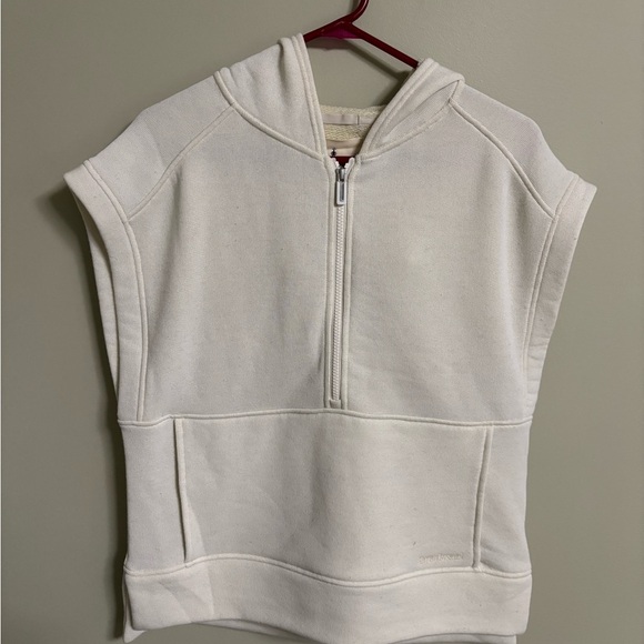 Smartwool Recycled Terry Sleeveless Hoodie 1/4 Zip Sweatshirt Size Medium Cream - Picture 1 of 9